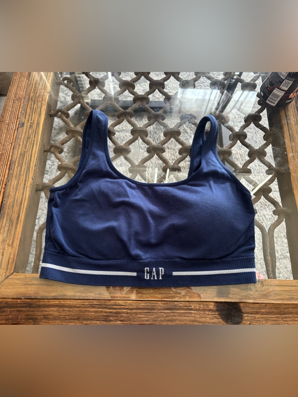 GAP Dark Navy Athletic Bralette with White Logo Band